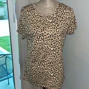 COPY - Zoe + Liv Womens Top Blouse Size Xl Brown Animal Print Scoop Neck Short …